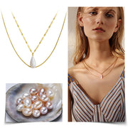 freshwater baroque pearl silver necklace, view 2 - MRSLM