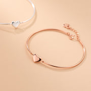 Women's glossy heart sterling silver bracelet, view 2 - MRSLM