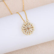 Heart-shaped crystal clover pendant necklace, view 2 - MRSLM