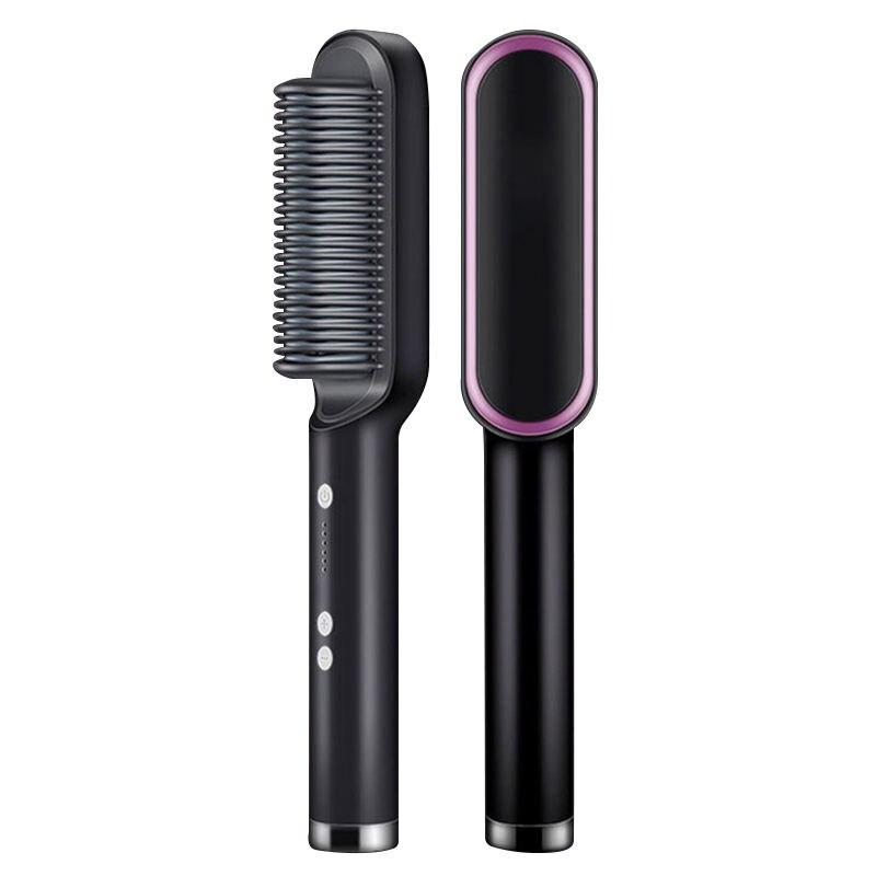 Hair Straightener Brush: Ionic Hot Comb with Fast Ceramic Heating
