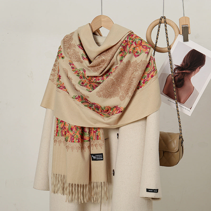 cashmere floral scarf, view 4 - MRSLM