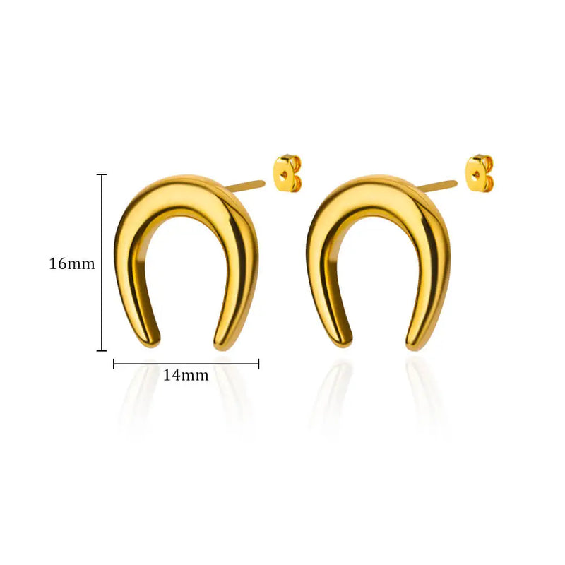 gold butterfly stud earrings, view 3 - MRSLM