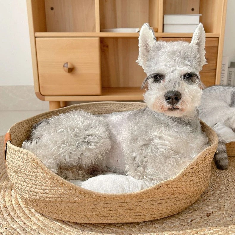 handmade bamboo woven pet bed, view 5 - MRSLM