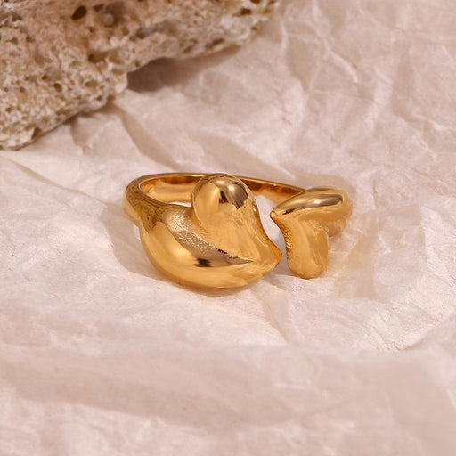gold double heart open ring - MRSLM
