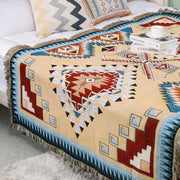 geometric jacquard camping picnic blanket, view 4 - MRSLM