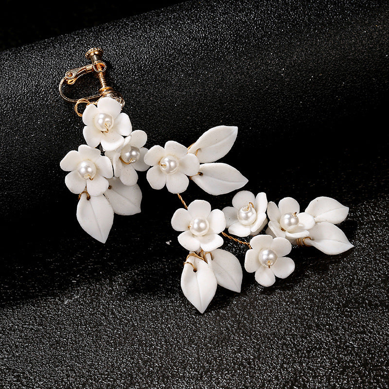 ceramic flower leaf ear clips, view 5 - MRSLM