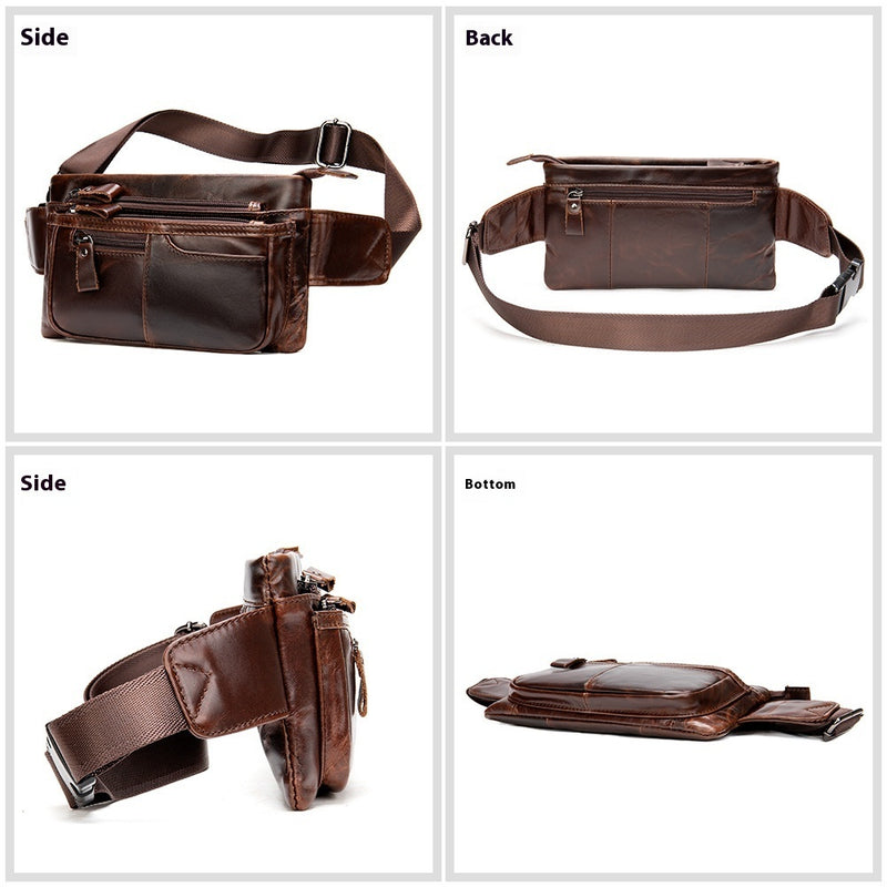 cowhide cross body chest bag for men, view 3 - MRSLM