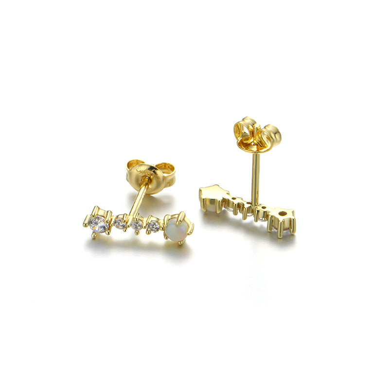 zircon bar stud earrings, view 5 - MRSLM