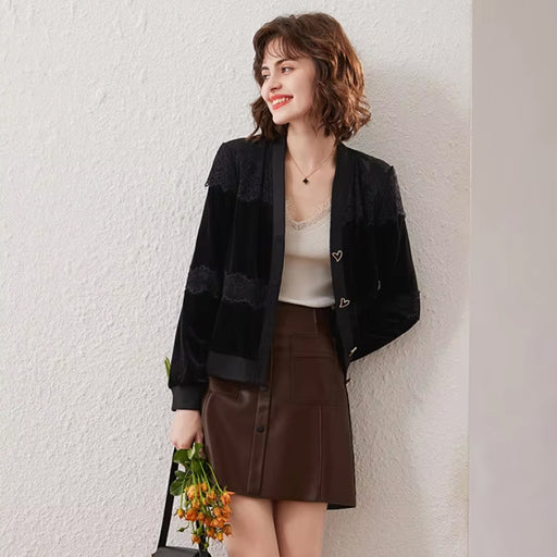 lace v-neck long sleeve cardigan - MRSLM