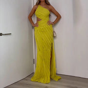 yellow green sleeveless long dress - MRSLM