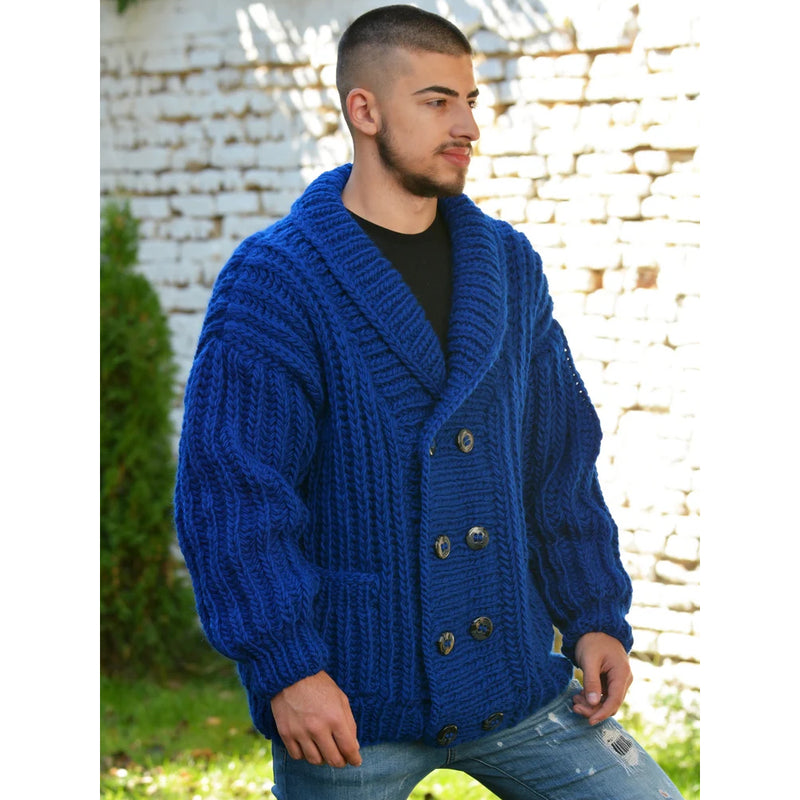 Men's vintage knitted cardigan sweater, view 5 - MRSLM