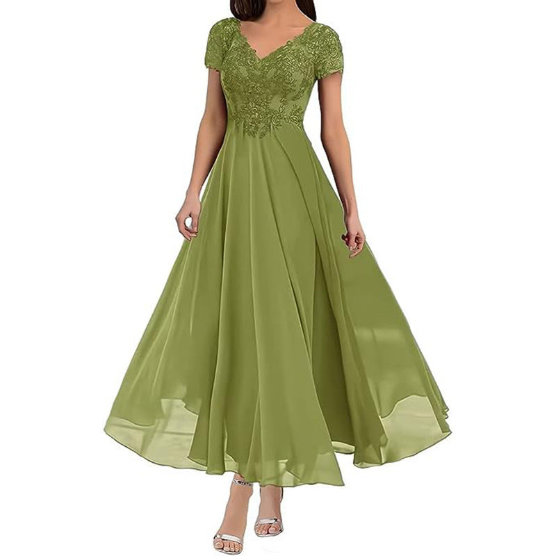 Women's short sleeve long evening dress, view 6 - MRSLM