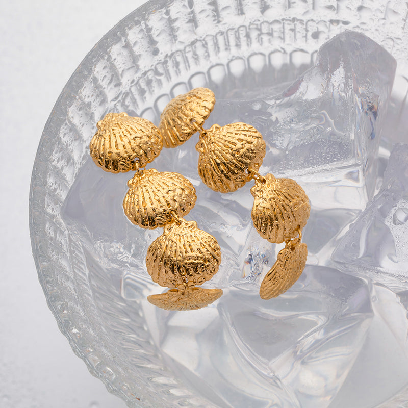 gold plated shell earrings, view 10 - MRSLM