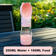 Portable 2-in-1 pet water bottle and food dispenser, view 4 - MRSLM