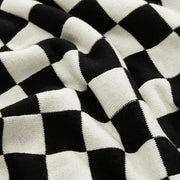 checkerboard plaid cotton knitted blanket, view 6 - MRSLM