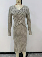 high waist long sleeve slit dress, view 6 - MRSLM