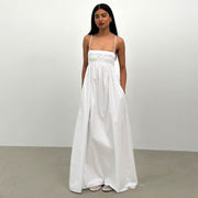 spaghetti strap smocked long dress - MRSLM