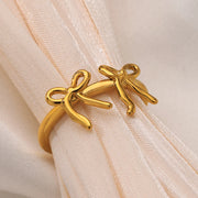 double bow knot gold stainless steel ring, view 4 - MRSLM