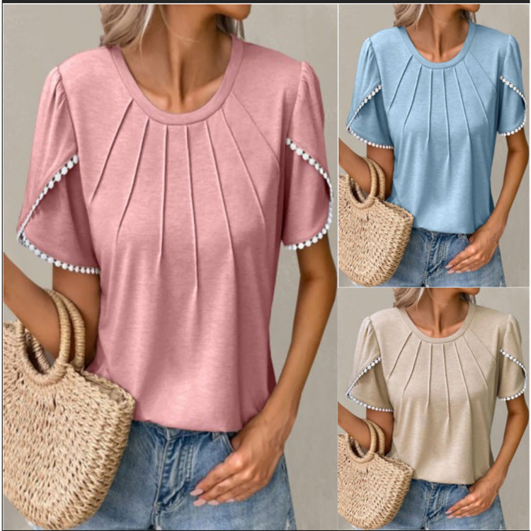 women's tulip sleeve tassel t-shirt, view 9 - MRSLM