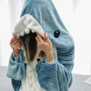 shark sleeping bag pajamas and shawl, view 3 - MRSLM