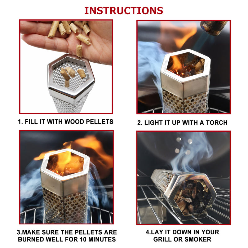 hexagon stainless steel smoker tube, view 9 - MRSLM
