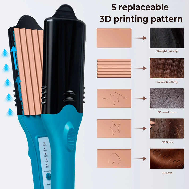 3D hair imprinting straightener and crimper, view 5 - MRSLM