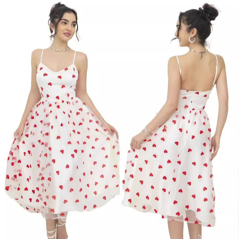 peach heart mesh sweet dress, view 2 - MRSLM