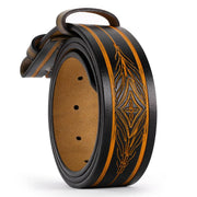 genuine leather vintage embossed western belt, view 3 - MRSLM
