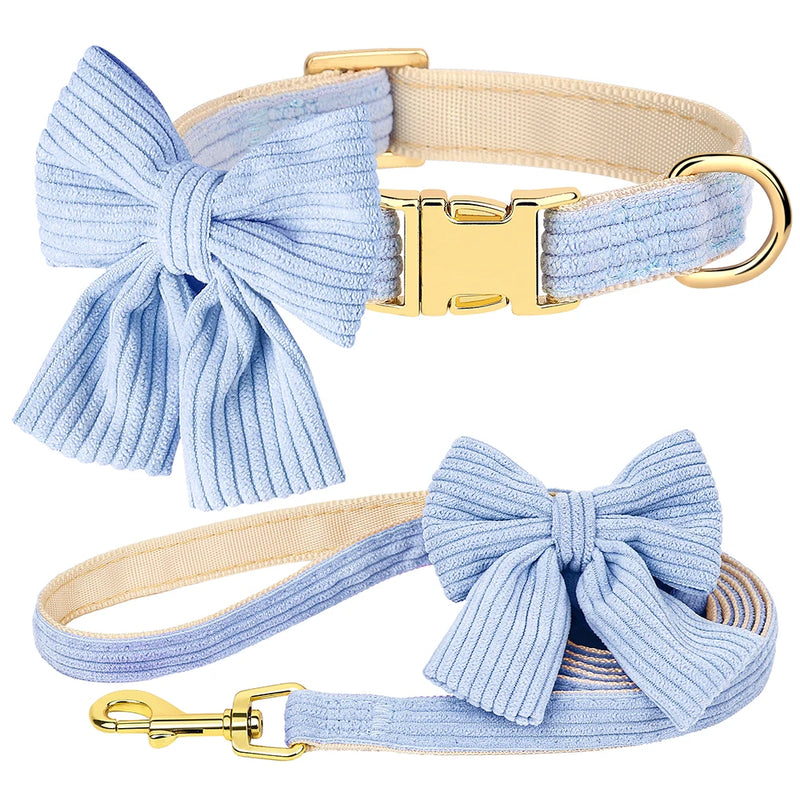 fashion dog collar and leash set with bowtie, view 5 - MRSLM