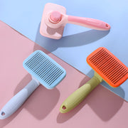 pet grooming brush with steel comb, view 5 - MRSLM