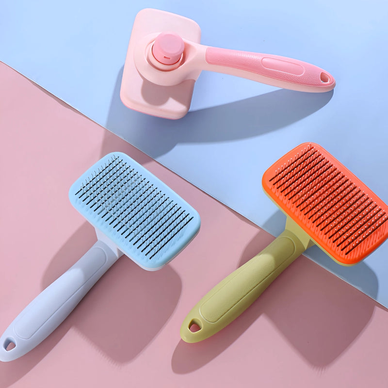 pet grooming brush with steel comb, view 5 - MRSLM