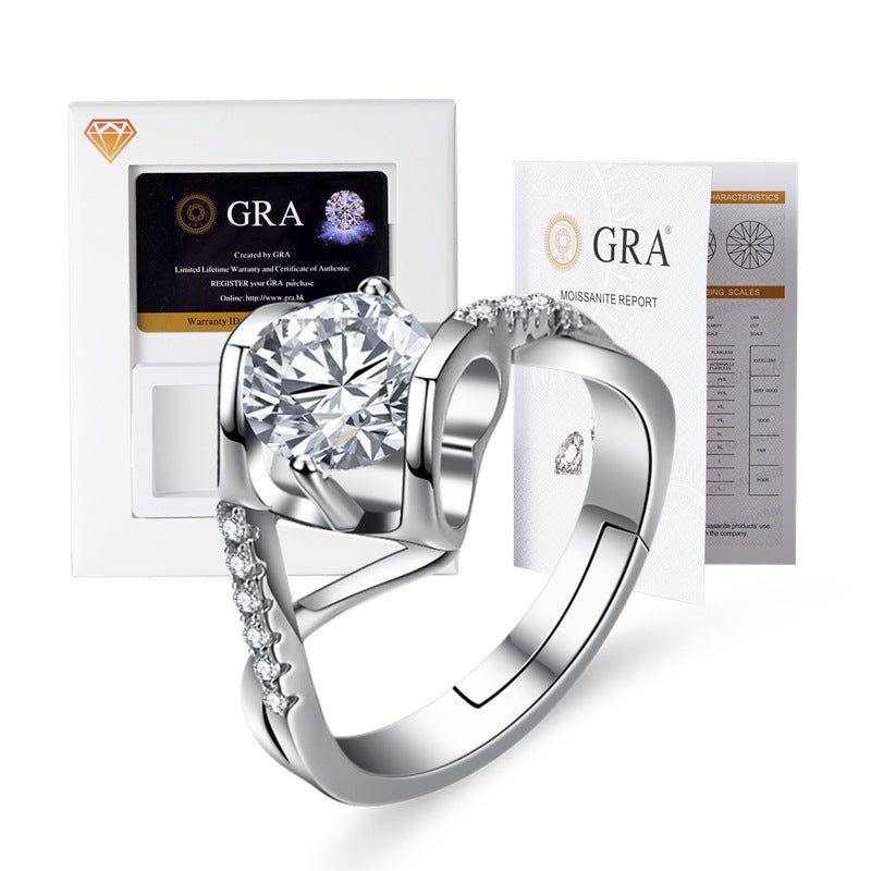 one carat moissanite heart open wedding ring, view 5 - MRSLM