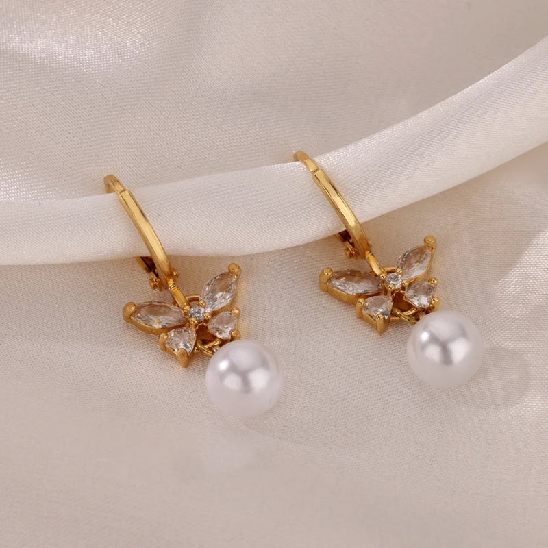 Gold dangle earrings for women, view 5 - MRSLM