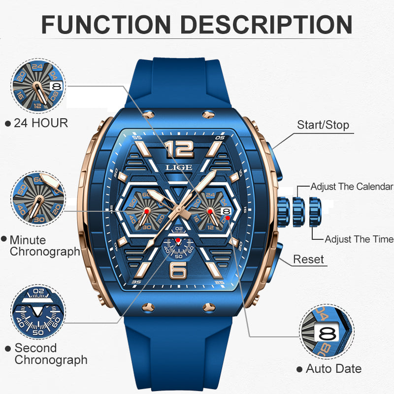 square chronograph watch, view 13 - MRSLM