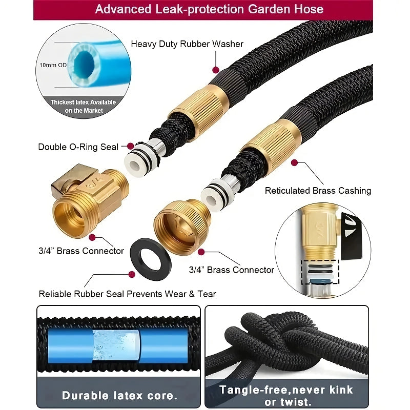 Expandable garden hose with adjustable spray gun, view 5 - MRSLM