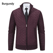 Men's stand collar knit sweater jacket, view 4 - MRSLM