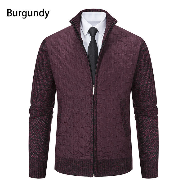 Men's stand collar knit sweater jacket, view 4 - MRSLM