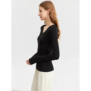 autumn slim v-neck wool sweater, view 3 - MRSLM
