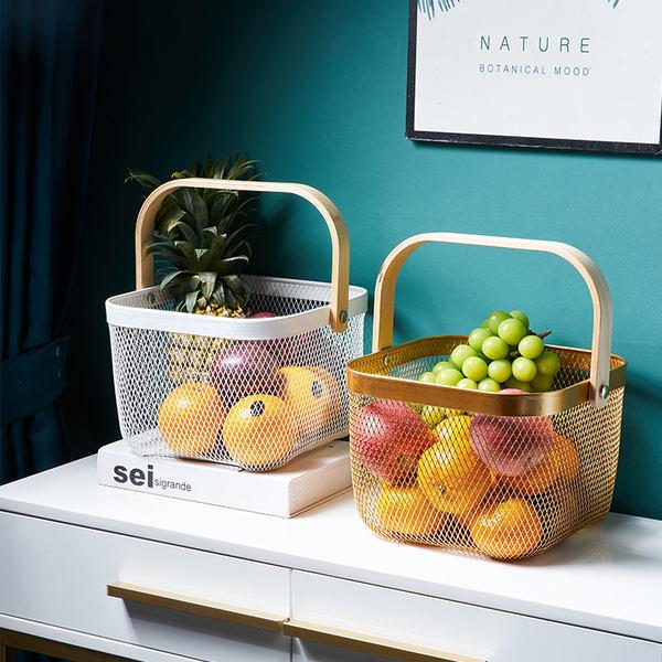 iron fruit basket with bamboo handle - MRSLM