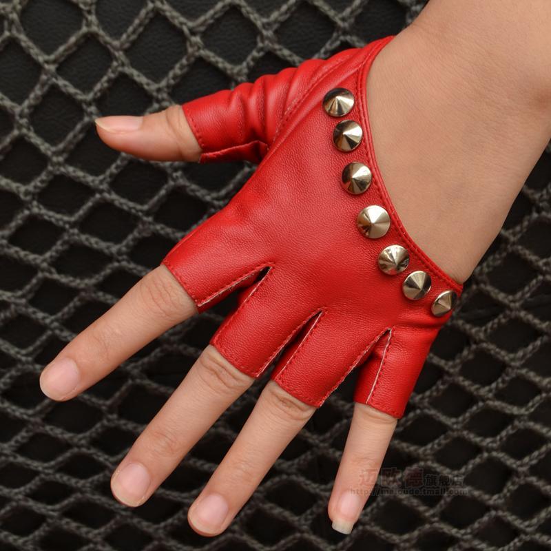 Studded half finger dance gloves, view 4 - MRSLM