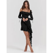 backless ruffle mini dress, view 9 - MRSLM