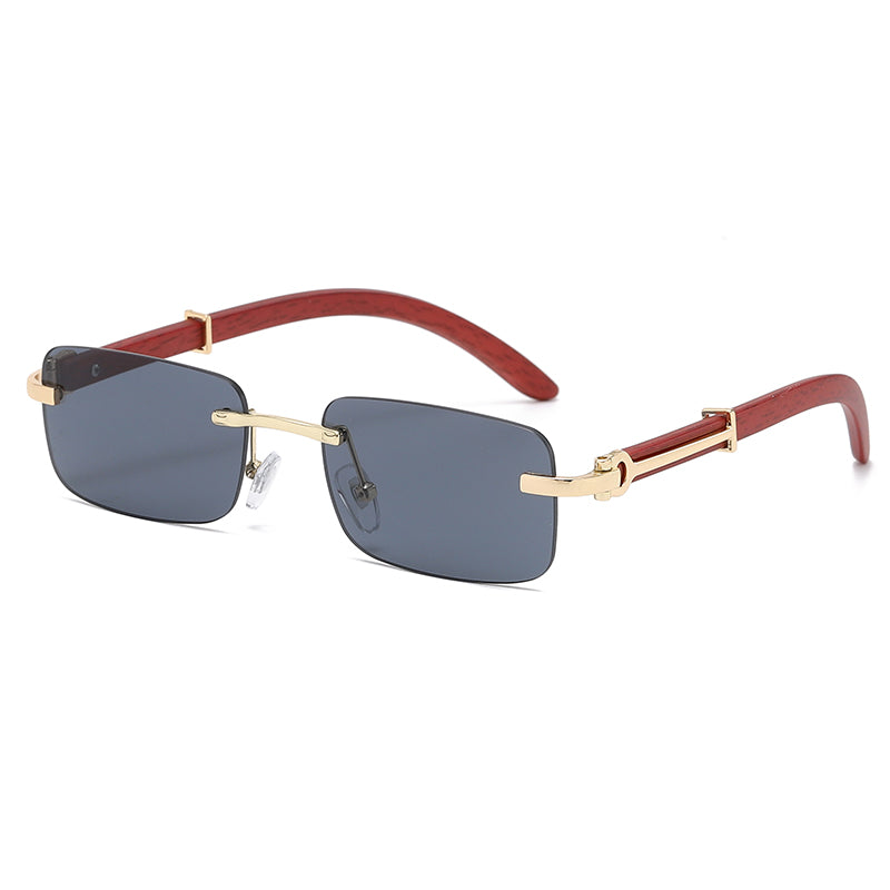 retro wooden frame sunglasses, view 2 - MRSLM