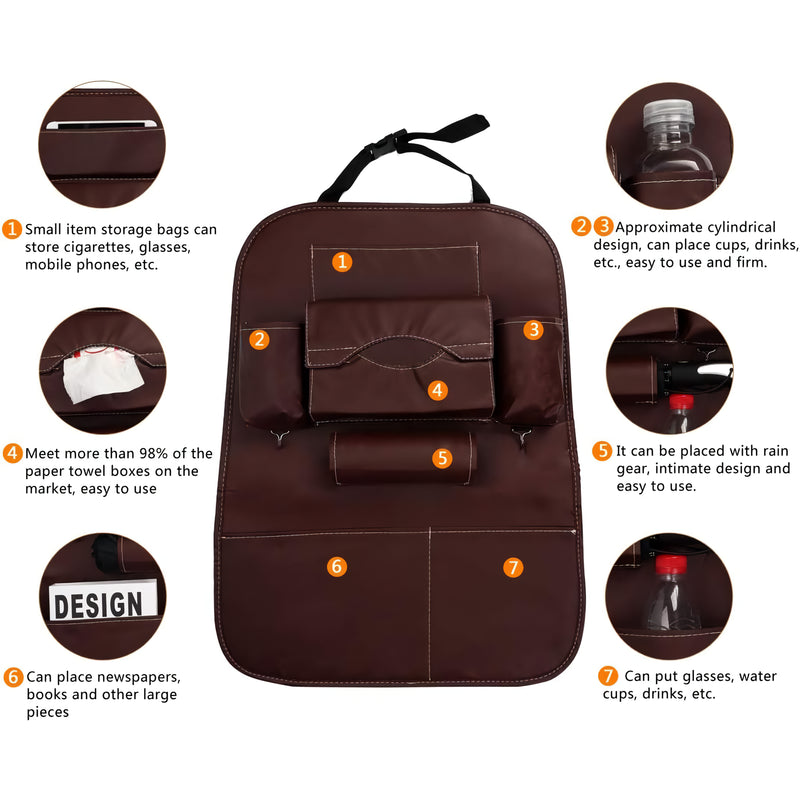 PU leather car back seat organizer, view 7 - MRSLM