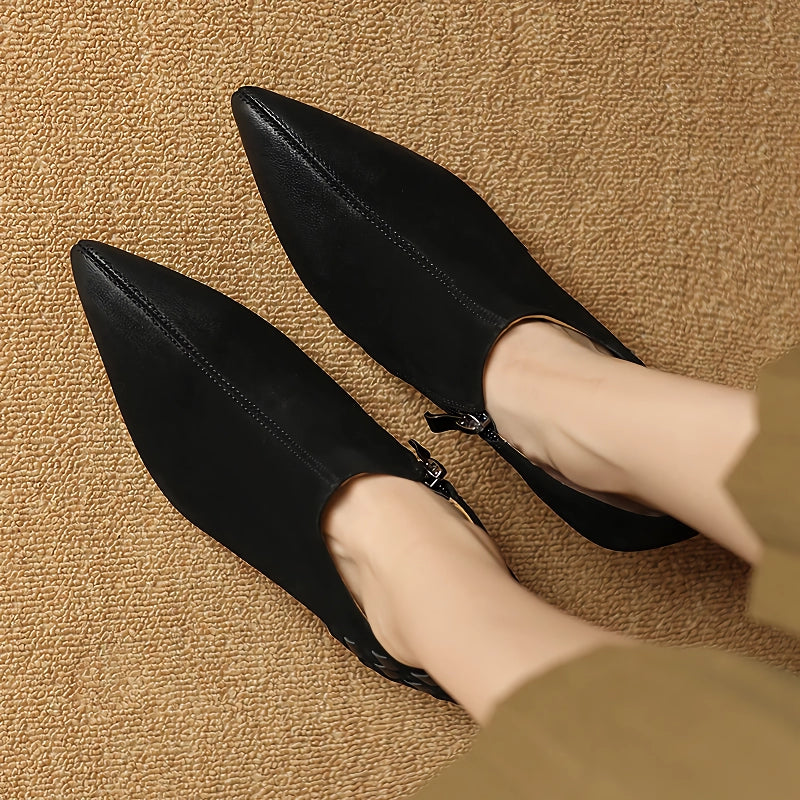 split leather slip-on pumps, view 9 - MRSLM