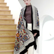 Wool pashmina poncho shawl, view 3 - MRSLM