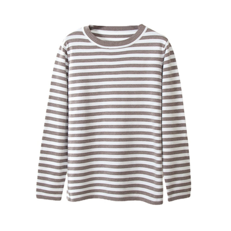 round neck knitted striped sweater, view 3 - MRSLM