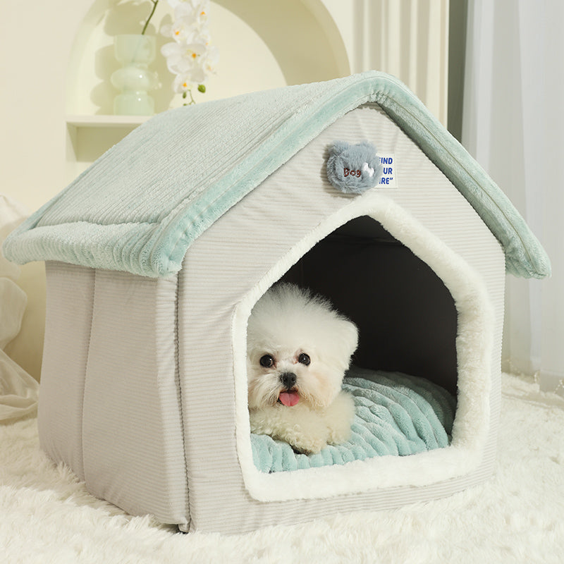 foldable pet house with sleep mat, view 4 - MRSLM