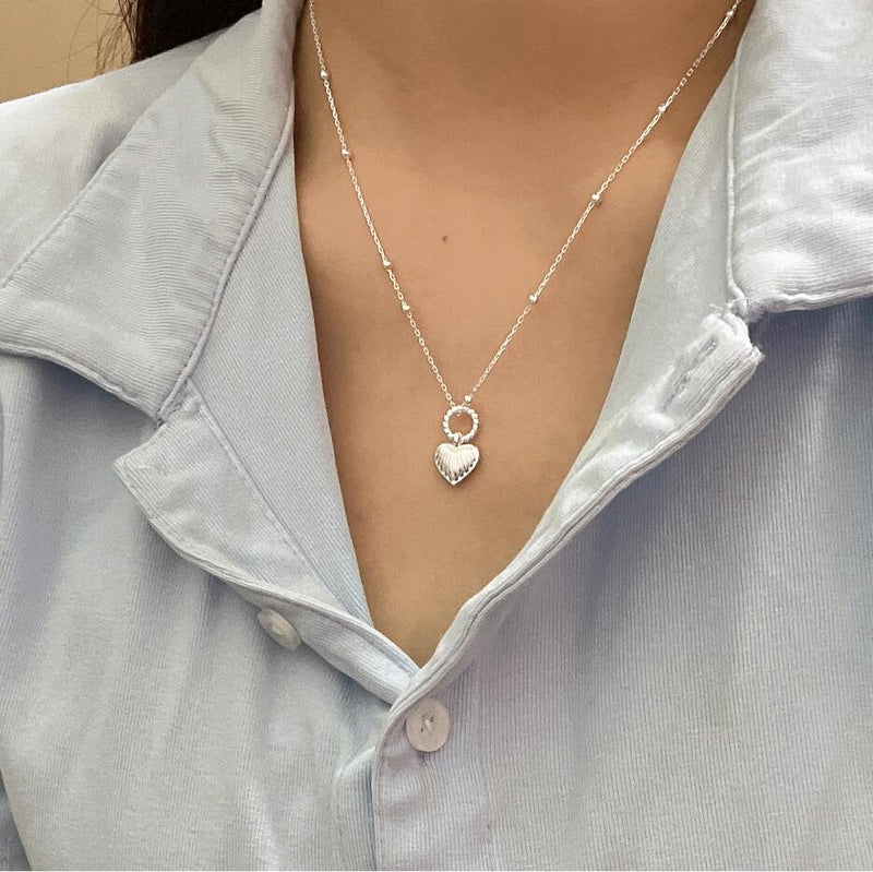 S925 silver geometric heart clavicle chain, view 10 - MRSLM