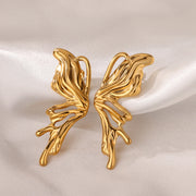 Gold butterfly wings stud earrings, view 6 - MRSLM