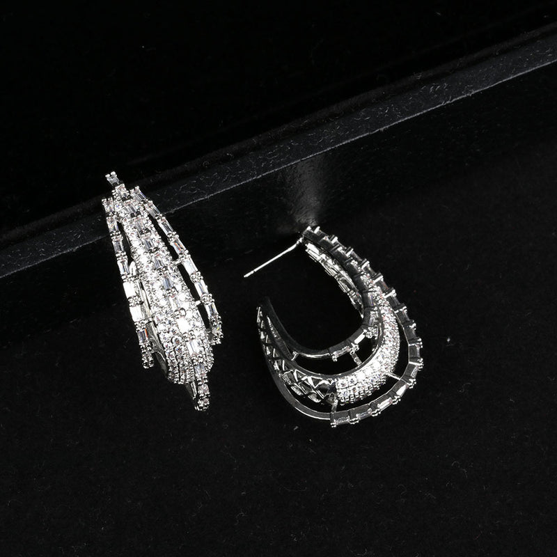 zircon multi-layer drop earrings, view 4 - MRSLM